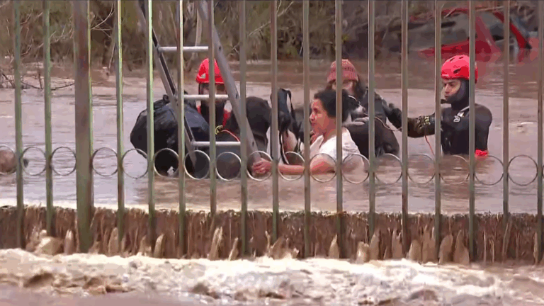 VIDEO | Perrito no podía subir: Graban dramático rescate de familias y mascotas atrapadas por inundación en Ovalle