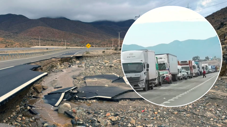 A casi una semana del temporal: Kilométricos tacos persisten en la Ruta 5 Norte