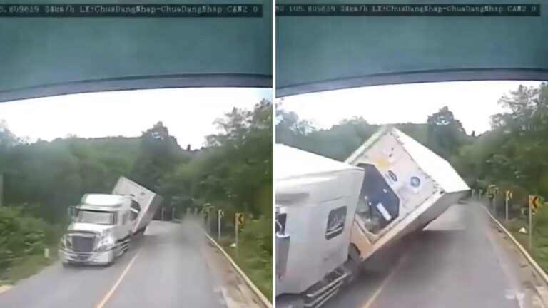 VIDEO | Pesadilla en carretera: Camión volcó, chocó de frente con auto y todo fue grabado por pasajeros