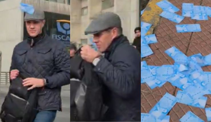 Hinchas de la U encararon a Michael Clark en el Centro de Justicia: Le arrojaron billetes a la cara
