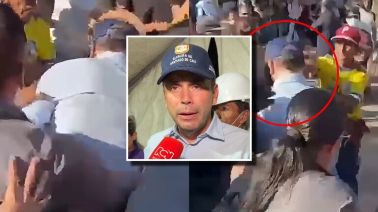 VIDEO | Le llegó un piedrazo en la cabeza: Agreden al alcalde de Cali en su visita a zona afectada por terremoto en Colombia