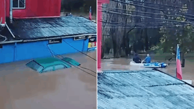 Autos bajo el agua en Angol: Municipio suspende clases por inundaciones
