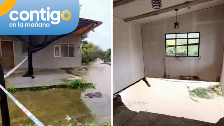 Riesgo inminente: Casa está a punto de caer al estero por enorme socavón en Quillón