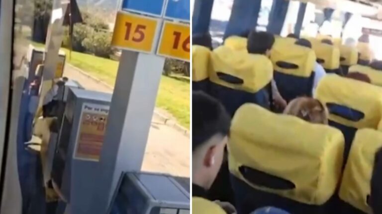 CAZANOTICIAS | Es una práctica prohibida: Conductor de bus cargó bencina con el motor encendido y pasajeros a bordo