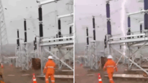 VIDEO | Registro muestra cómo un rayo cayó a escasos metros de trabajadores en Copiapó