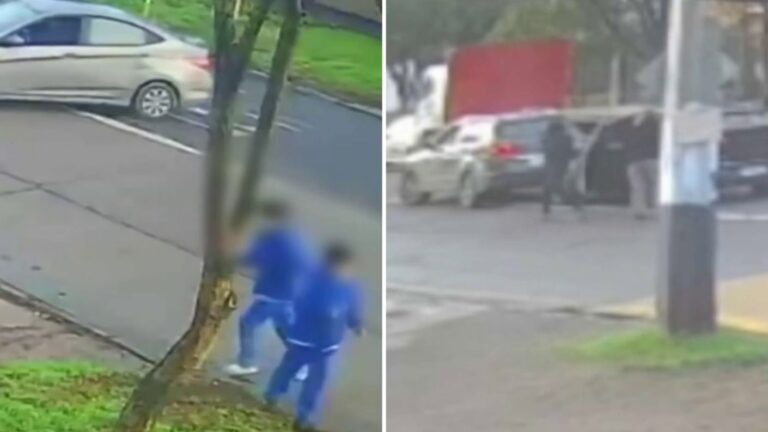 Niños debieron correr a refugiarse: Dramática encerrona a mamá con sus hijos fuera de colegio en Maipú
