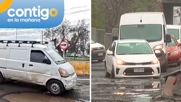 Hoyos tipo cráter complican el tránsito en Lo Espejo: Conductores deben hacer maniobras para evitarlos