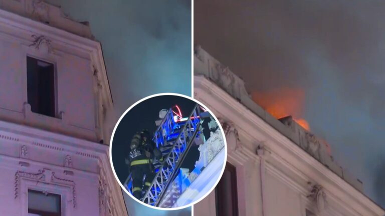 Personas fueron evacuadas: Incendio afectó restaurante y hostal de histórico edificio en Santiago Centro
