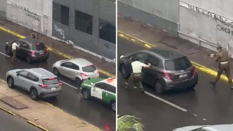 VIDEO | Delincuentes asaltaron a mujer, recibieron disparos de Carabineros y luego escaparon en Iquique