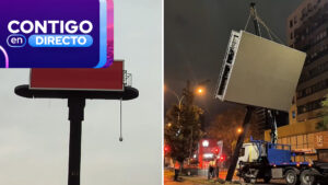 Retiran letrero publicitario irregular en Ñuñoa: Estructura incluía una cámara de seguridad ilegal