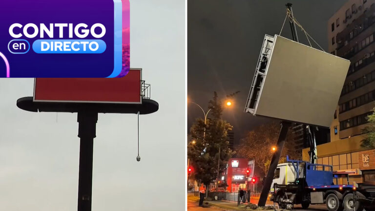 Retiran letrero publicitario irregular en Ñuñoa: Estructura incluía una cámara de seguridad ilegal