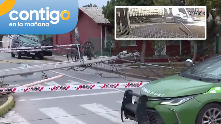 Camión derribó poste de luz al intentar escapar de un asalto en Lo Espejo: Antisociales se dieron a la fuga