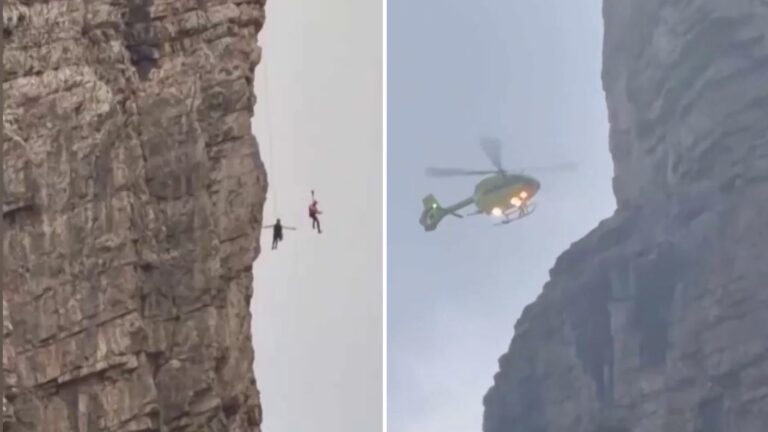 Dramático operativo en Italia: Rescatan a alpinista que estuvo colgado en el vacío durante 12 horas