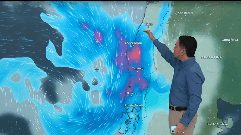 Sistema frontal golpeará con más fuerza al sur este sábado: Así avanzarán las lluvias