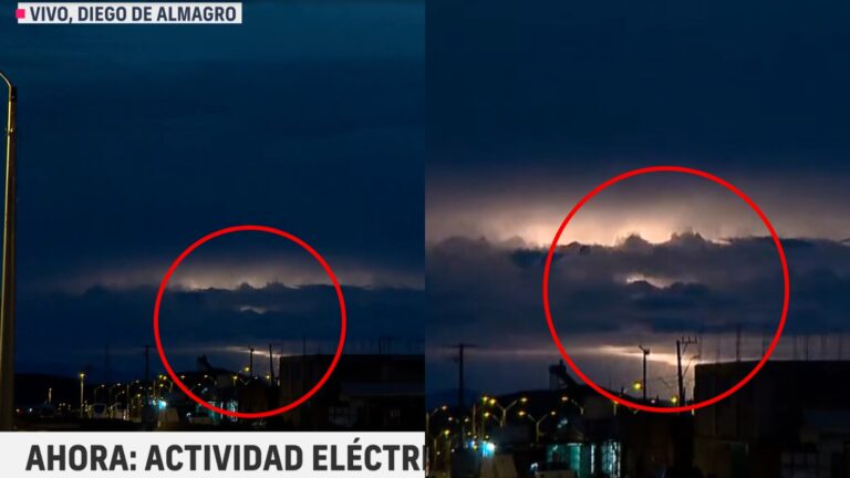 ¿Te diste cuenta? Cámara de CHV Noticias captó en vivo actividad eléctrica en despacho sobre tormenta en el norte