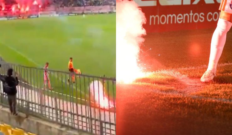 Incidentes en Everton vs la U: Bengala que cayó cerca de la esquina habría salido del sector visitante