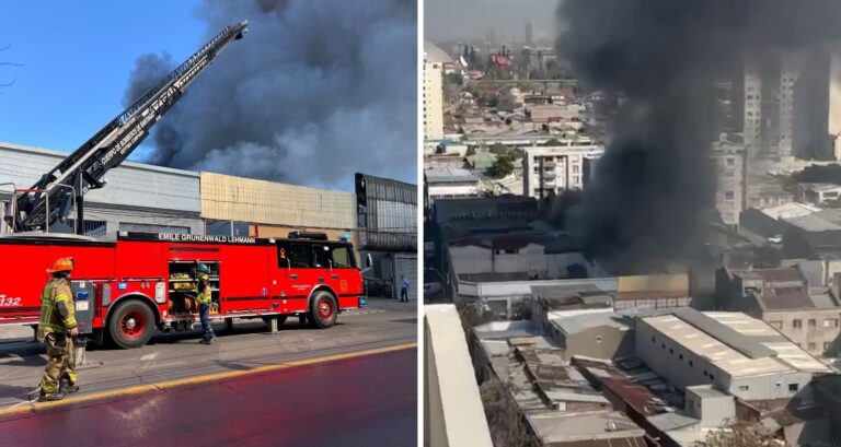 Incendio afecta a bodega en pleno centro de Santiago: 12 compañías de Bomberos trabajan en el lugar