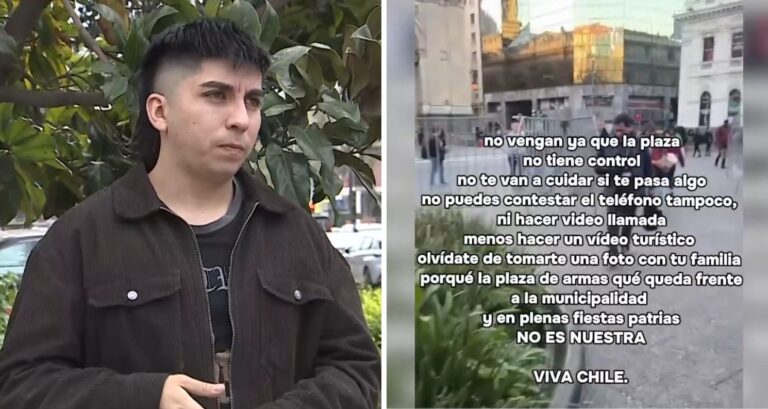 Habla tiktoker expulsado por extranjeros en Plaza de Armas de Santiago: 