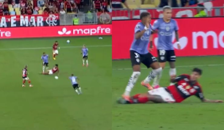 Al piso y al rival: La fuerte falta de Erick Pulgar que le costó amarilla ante Independiente del Valle