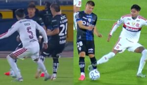 Directo al tobillo: La fuerte falta de Erick Pulgar que le costó la amarilla ante Independiente del Valle