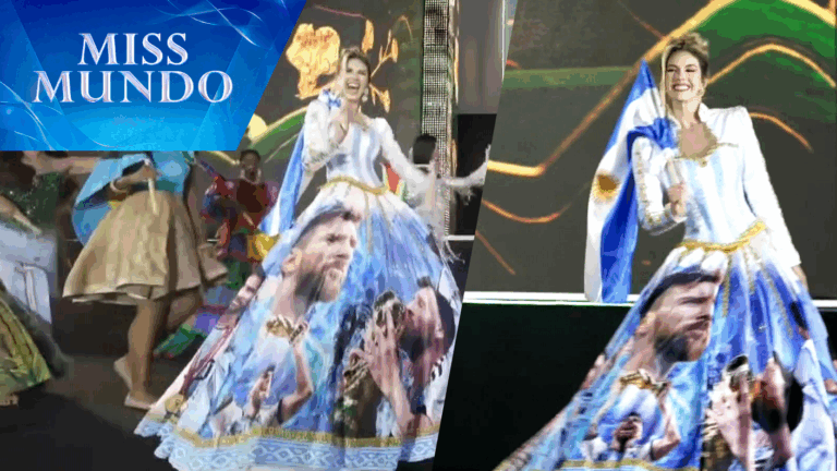 Messi se “coló” en Miss Mundo: Candidata argentina sorprendió con llamativo vestido en la final