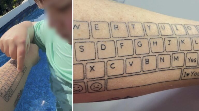 Mamá canadiense se tatuó teclado en su brazo para comunicarse con su hijo autista: Primer mensaje la hizo llorar