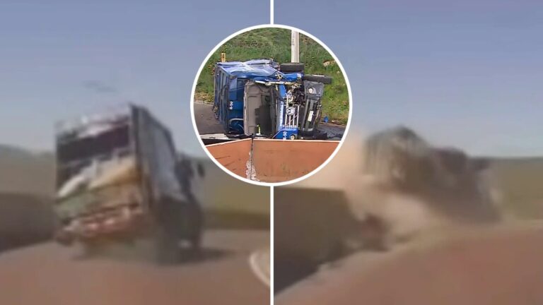 Grave accidente de camión recolector de basura en Viña: Video muestra momento en que vuelca al tomar curva