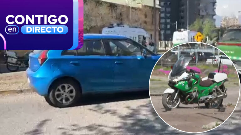 Moto de Carabineros chocó contra un vehículo en Independencia: Funcionario quedó con lesiones leves