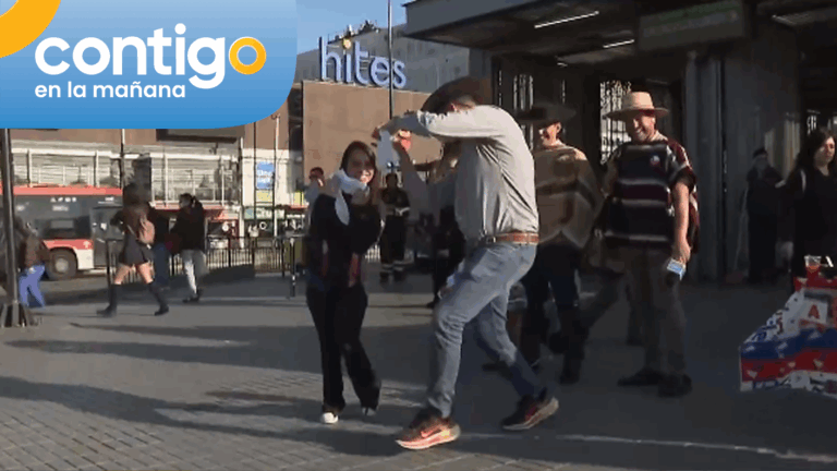 ¡Sacó los prohibidos! Productor de Contigo en la Mañana bailó cueca con maipucina en la antesala del 18
