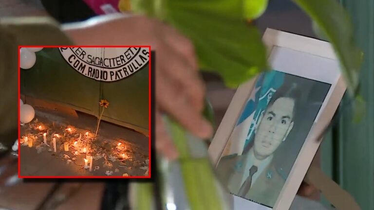 Flores, velas y globos en su unidad: Realizan velatón por asesinato de cabo segundo Cristopher Aguilera en Lo Espejo