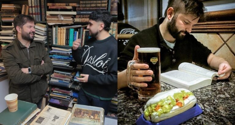Boric recordó famosa foto leyendo con un completo y cerveza: Confesó particular hábito de lectura