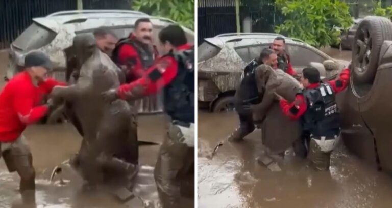 VIDEO | Cubierta de barro: Captan dramático rescate de una mujer tras aluvión en Las Condes
