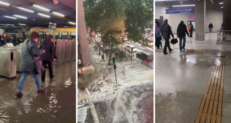 AHORA | Impactantes registros de lluvia en Providencia: Calles anegadas y afectaciones en Metro