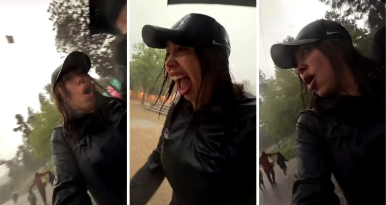 Granizada pilló a Naya Fácil en cerro San Cristóbal: Grabó desesperado escape con su pareja
