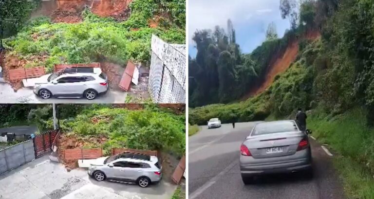 Emergencia en Lota por derrumbe de cerro: Captan momento en que arrasó con frontis de una casa