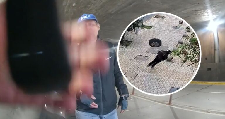 “No me la apretaron”: captan reacción de conductor cuya rueda golpeó a joven en Providencia