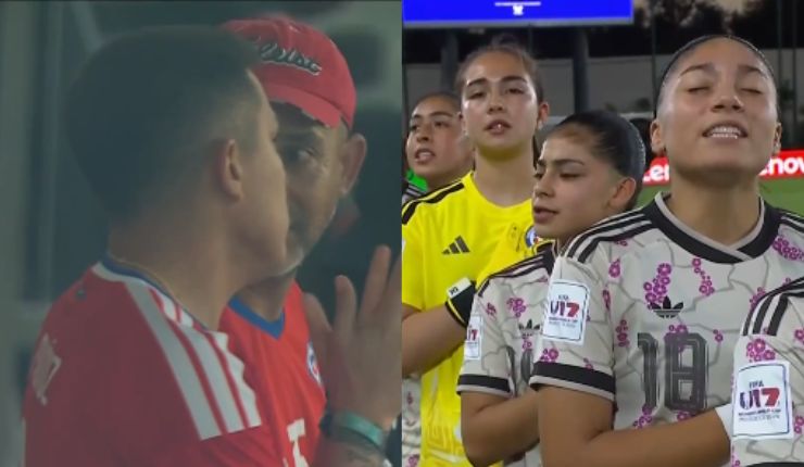 Cantando el himno a todo pulmón: Carlos Muñoz acompañó a su hija para debut de Chile en Mundial Sub 17