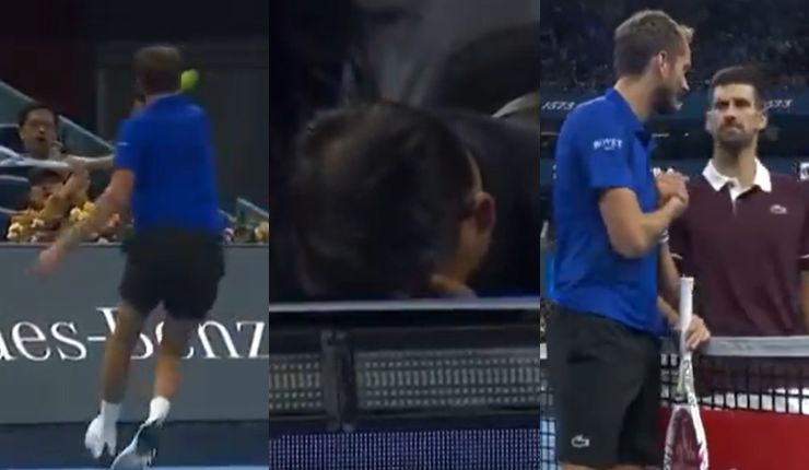 Papelón en el ATP de Beijing: Medvedev es descalificado por pelotazo y Djokovic avanza a la final