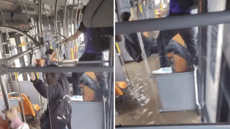 Pasajeros graban insólito registro dentro de micro inundada: Hombre se salvó sentándose en techo del auto