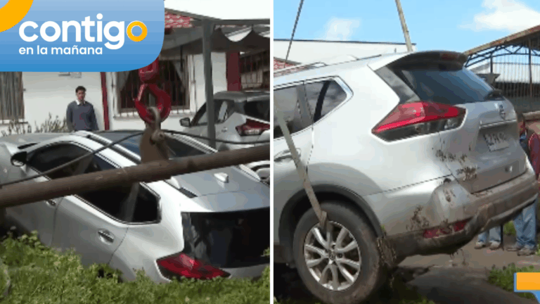 VIDEO | Logran rescatar auto atrapado en socavón dentro de jardín de una casa en El Bosque