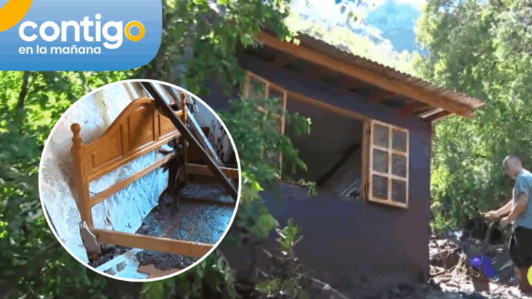 VIDEO | Casa quedó a punto de caer tras recibir impacto directo de caudal barro y rocas en El Arrayán