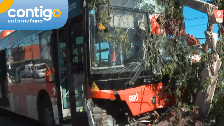 Bus con pasajeros chocó contra poste en Puente Alto: chofer se habría desvanecido al volante
