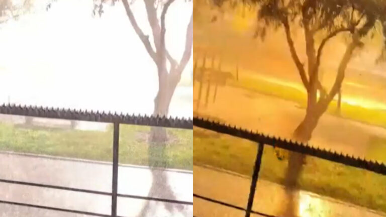 VIDEO | Vecino reporta impactante caída de rayo frente a su casa en La Pintana
