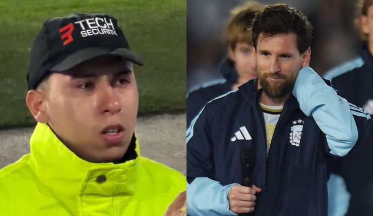 No se aguantó: Guardia se quiebra y rompe en llanto al escuchar de espaldas discurso de Messi