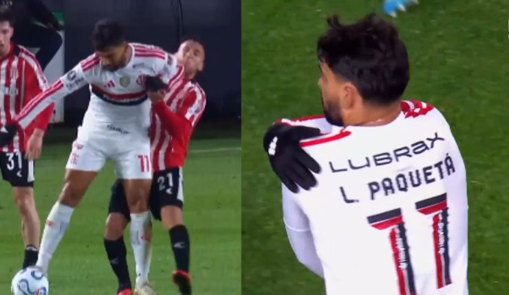 Todo Estudiantes reclamó: Lucas Paquetá zafó de la roja en Flamengo tras un golpe a Ezequiel Piovi