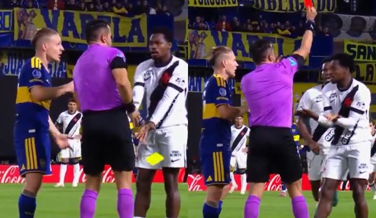 Se le cayó hasta la tarjeta: La inédita expulsión de Piero Maza a jugador de Vasco da Gama ante Boca