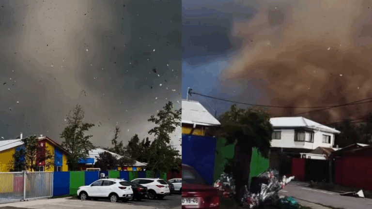 Impactantes imágenes: grabación capta la fuerza del tornado que causó destrozos en Requínoa