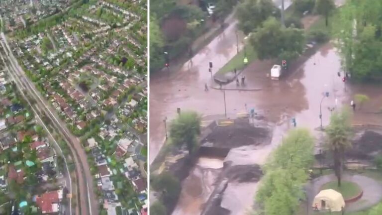 Videos aéreos de Carabineros muestran impactante magnitud de aluvión en San Carlos de Apoquindo