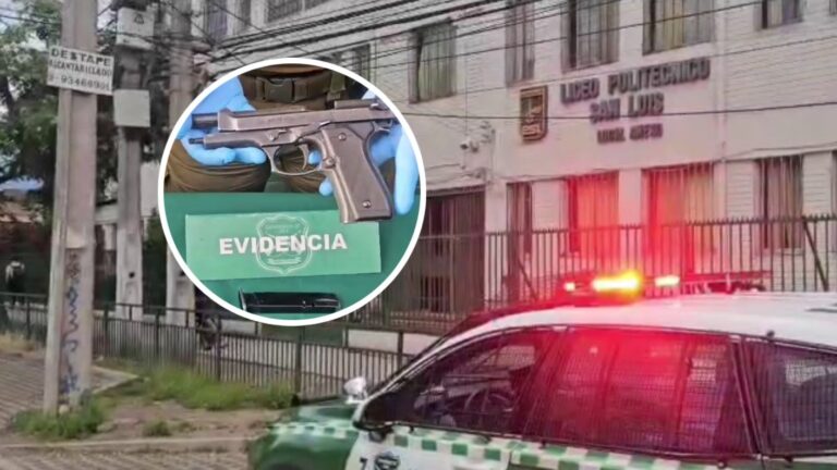 Detienen a estudiante que llevaba pistola a fogueo en su mochila en liceo de San Miguel