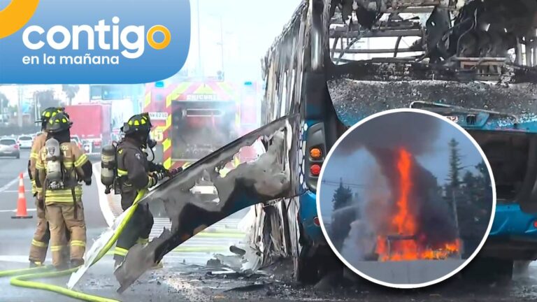 Gran congestión en Colina: Bus interurbano se incendió en plena autopista Los Libertadores